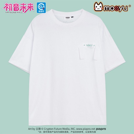 Vocaloid Hatsune Miku Summer Blossom Moeyu Miku Merch White Round Neck T-Shirt